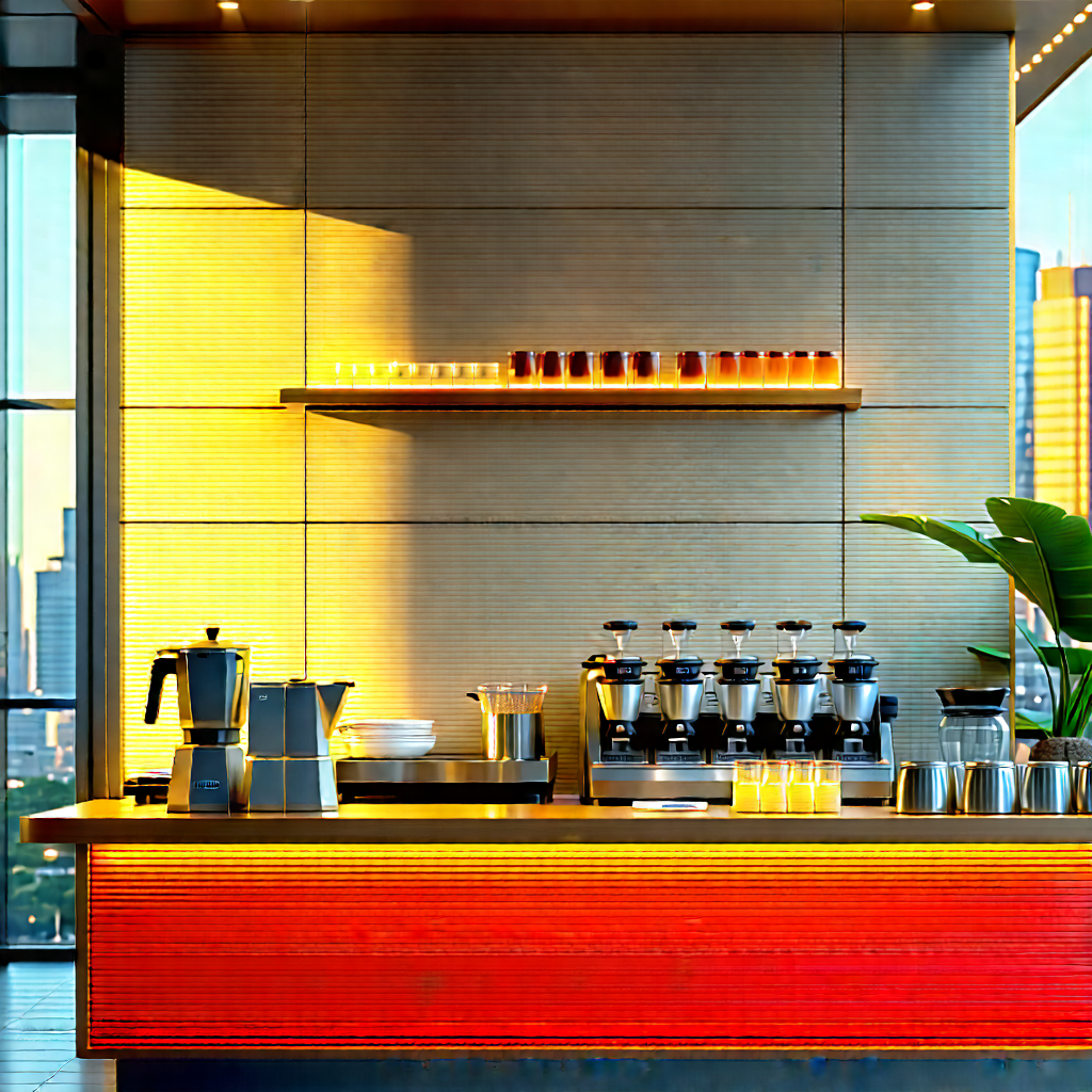 Urban Technical Illustration: Urban Cafe Culture Scene With Large Kitchen