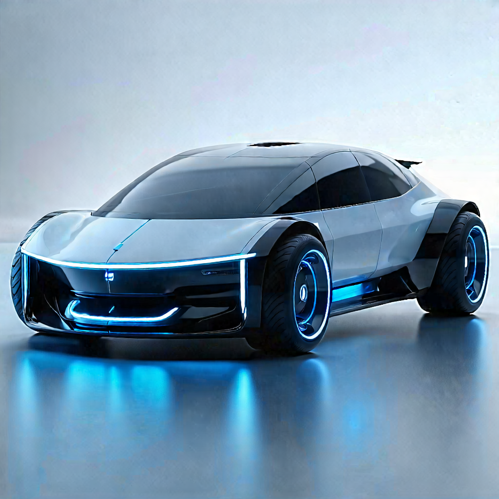 Tech Blender Artwork: Innovative Electric Vehicle Design With Futuristic Sleek