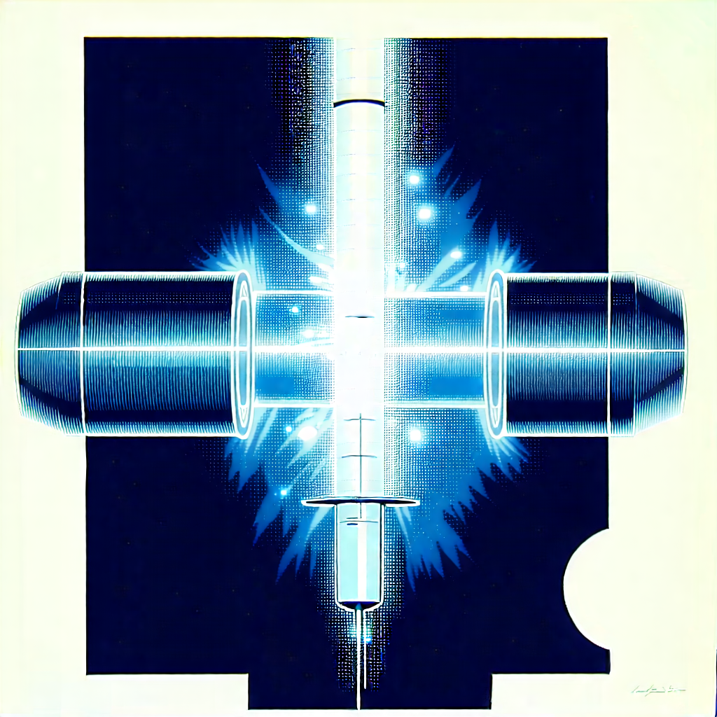 Tech Linocut Print: Innovative Medical Technology Design With Blue White