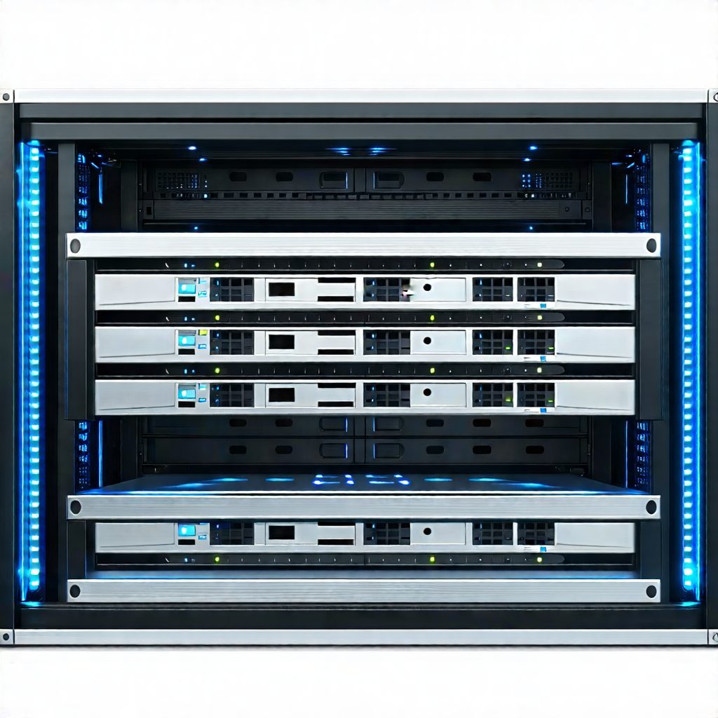 Tech Product Photography: Server Rack With Laser Scanning With Large Computer