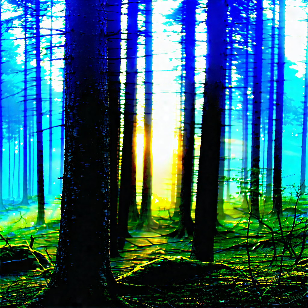 Nature Drone Photography: Forest scene during blue hour