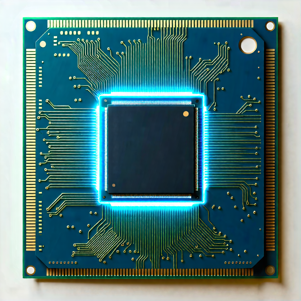 Tech Landscape Photography: Microchip with laser scanning