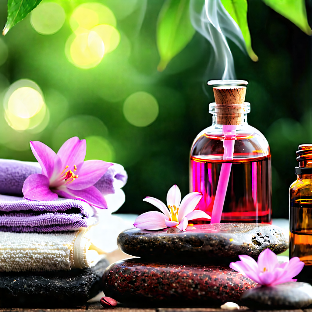 Lifestyle Graphic Design: Wellness Scene With Aromatherapy With Table Variety