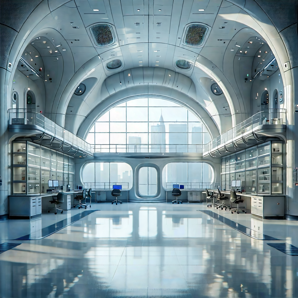 Tech Architectural Photography: Futuristic Research Laboratory With Image, There