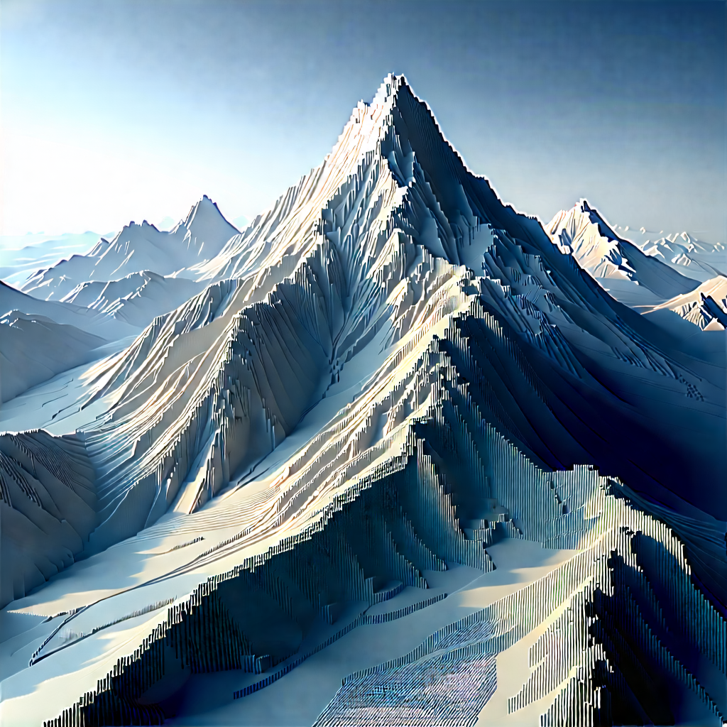 Nature Voxel Art: Aerial view of mountain range