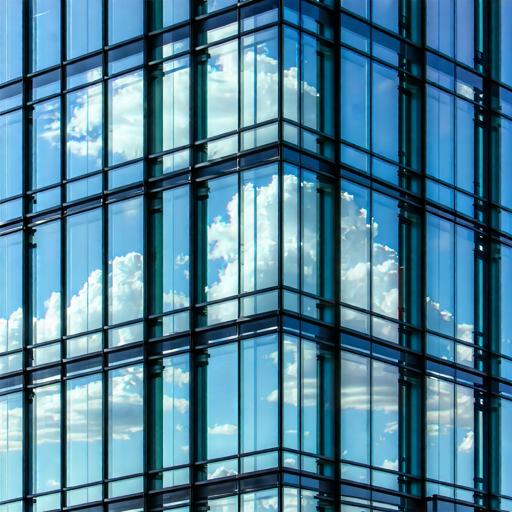 Urban Long Exposure Photography: Glass office tower with artistic facade