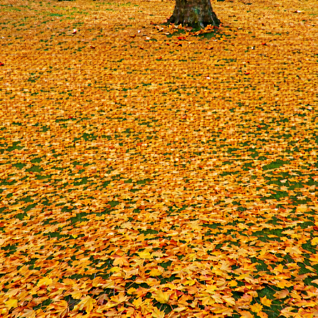 Nature Aerial Photography: Autumn Leaves In Natural Setting With Large Tree