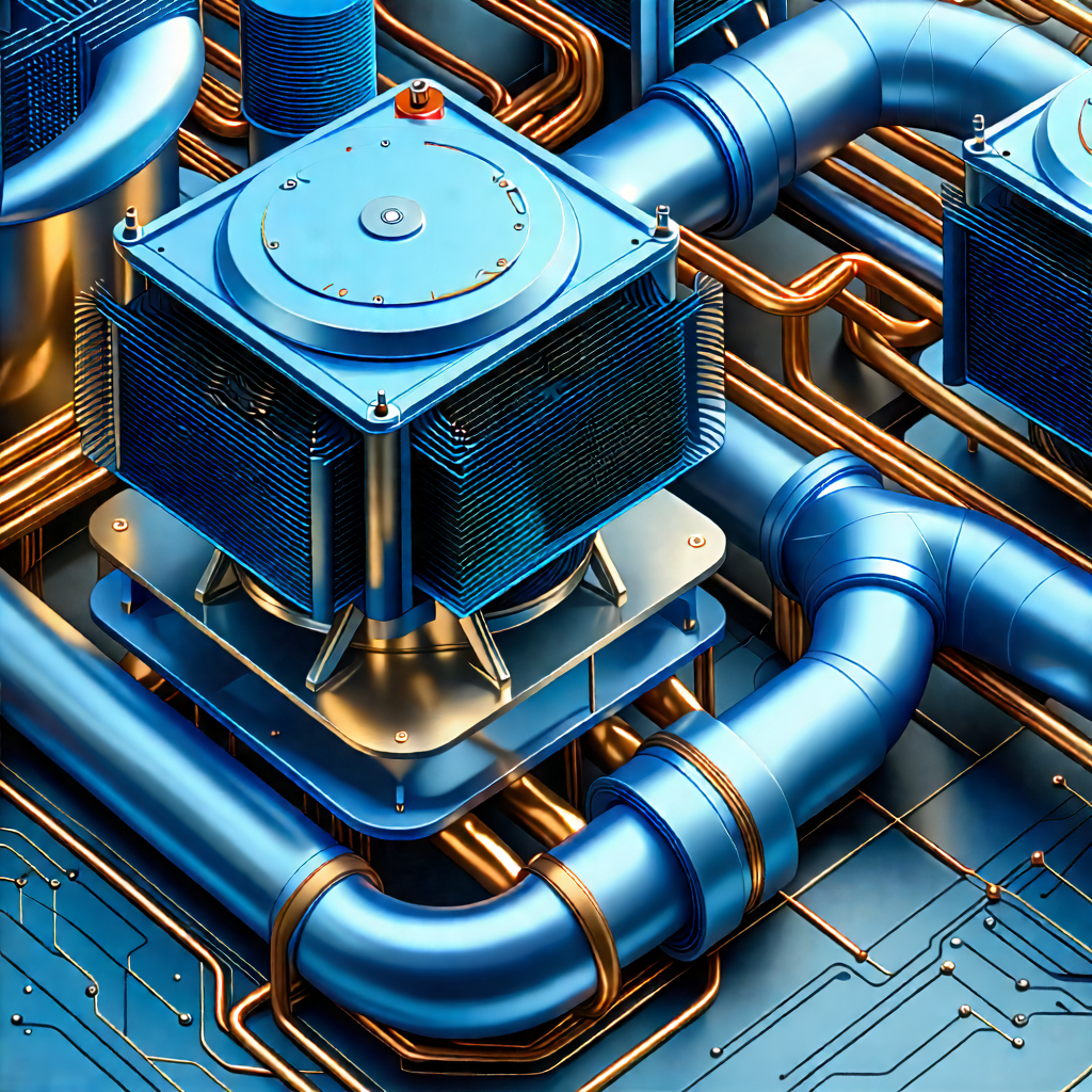 Tech Isometric Design: Close-up Of Cooling System With Image, There