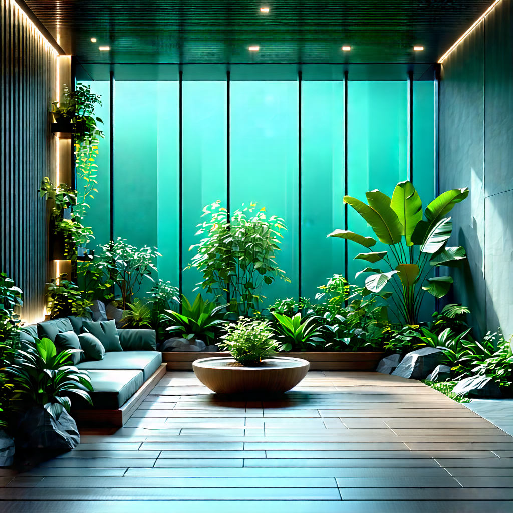 Lifestyle Unreal Engine: Balcony Garden With (minimalist:1.35) Decor With Image, There