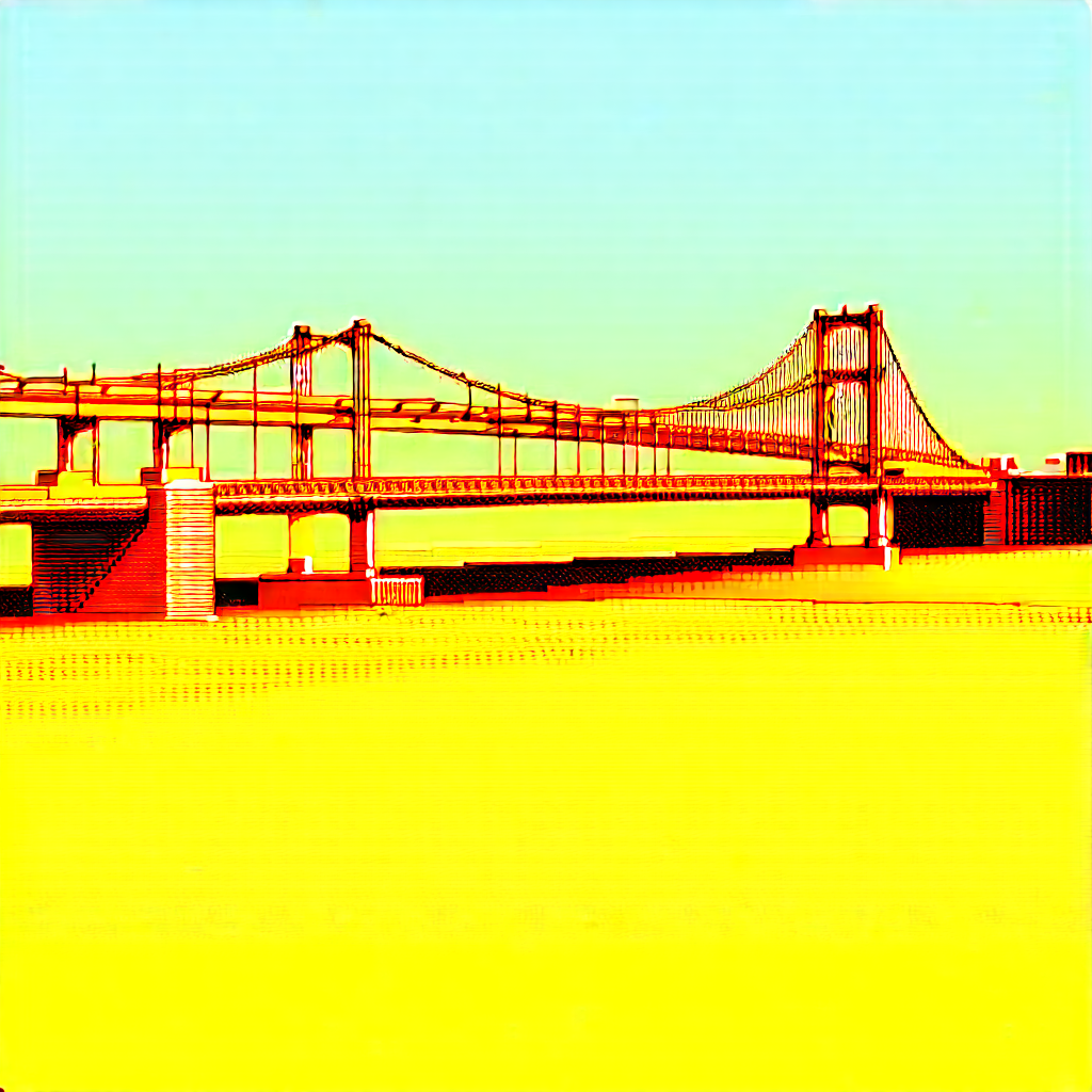 Urban 3d Render: Iconic Bridge With (snow:1.45) Covering With Painting Bridge
