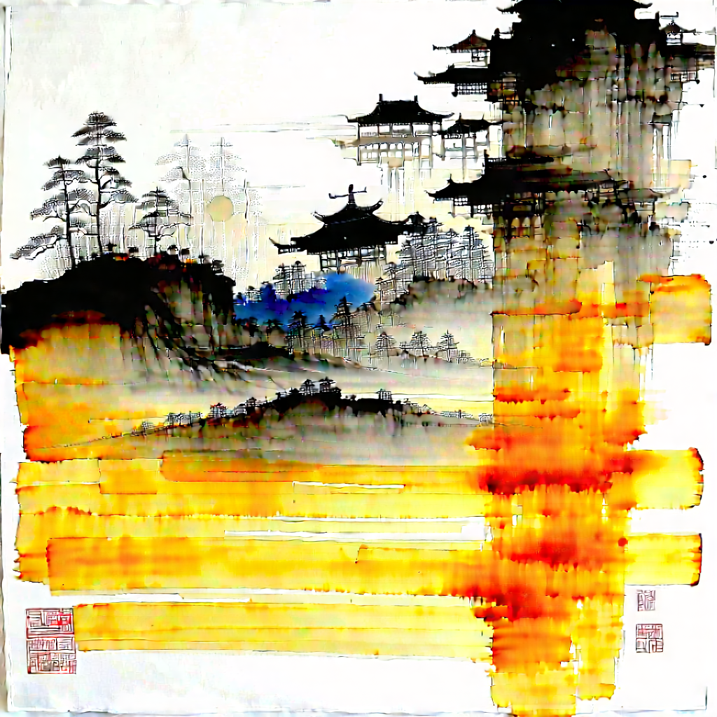 Abstract Sumi-e Painting: Contraction Captured In Abstract Form With Painting Chinese