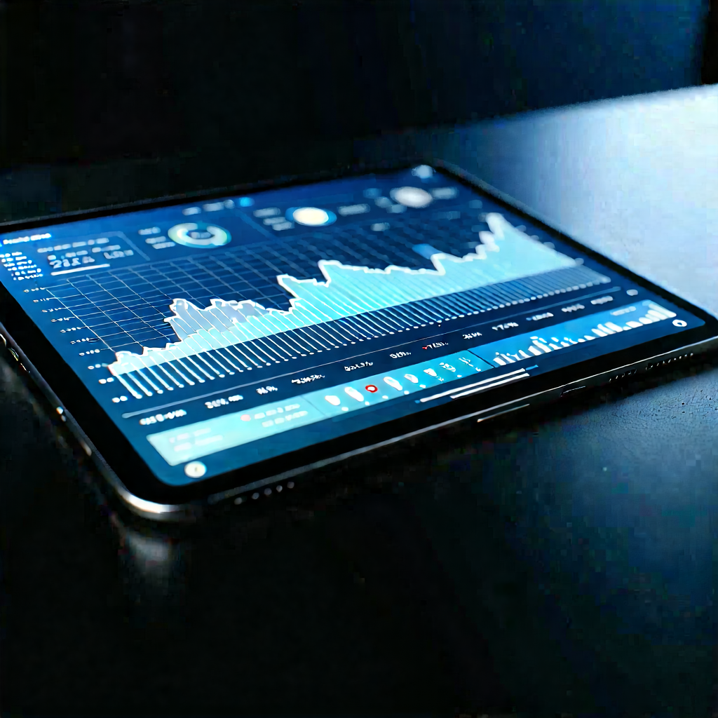 Tech Long Exposure Photography: Tablet with data visualization
