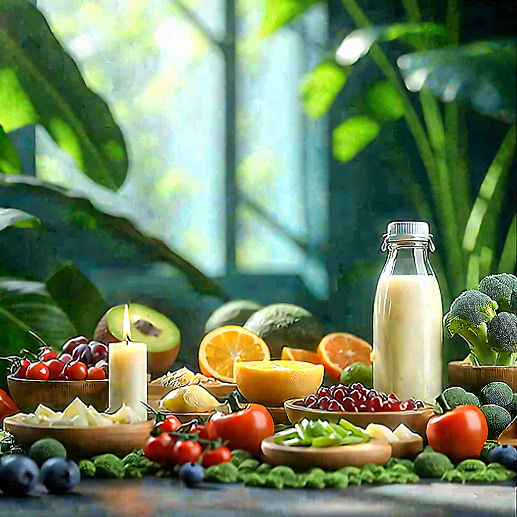 Lifestyle Cinema 4d: Wellness Scene With Healthy Food With Table Filled