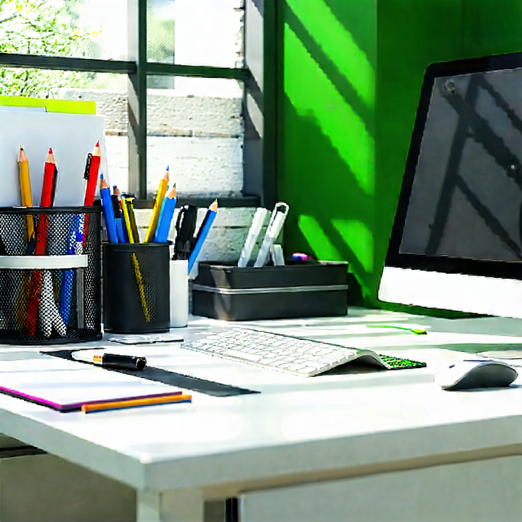 Business Cinema 4D: Workplace with modern office supplies on desk