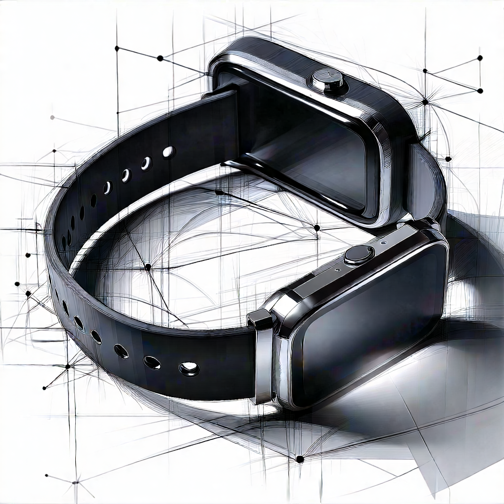 Tech Charcoal Drawing: Innovative Wearable Device (design:1.18) With Black Silver
