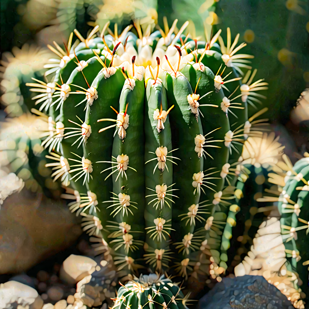Nature Macro Photography: Cactus In Natural Setting With Large Cactus