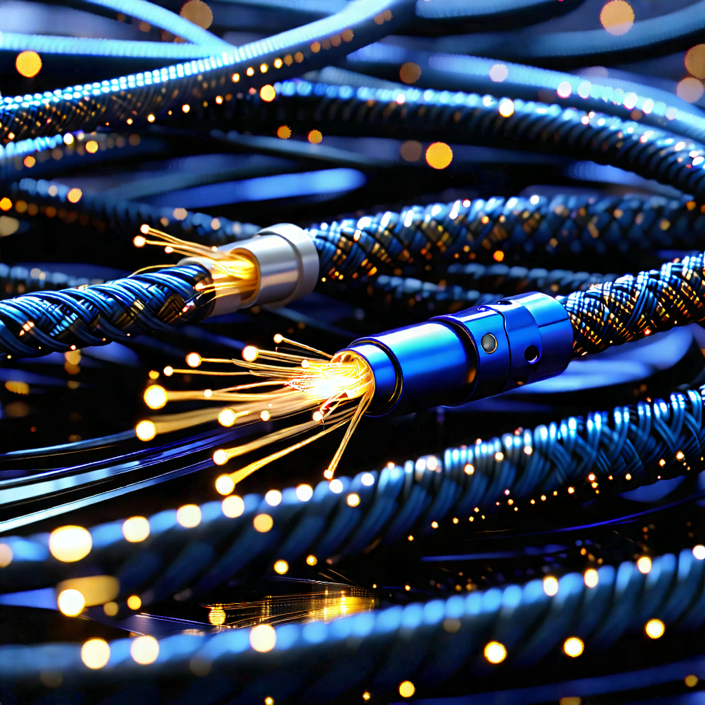 Tech Unreal Engine: Close-up Of Fiber Optic Cables With Close-up Blue