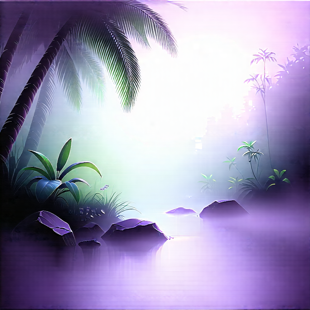 Nature Pencil Sketch: Tropical Plants In Misty Environment With Image, There