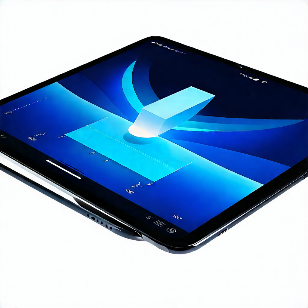 Tech Matte Painting: Tablet With Data Visualization With Black Tablet
