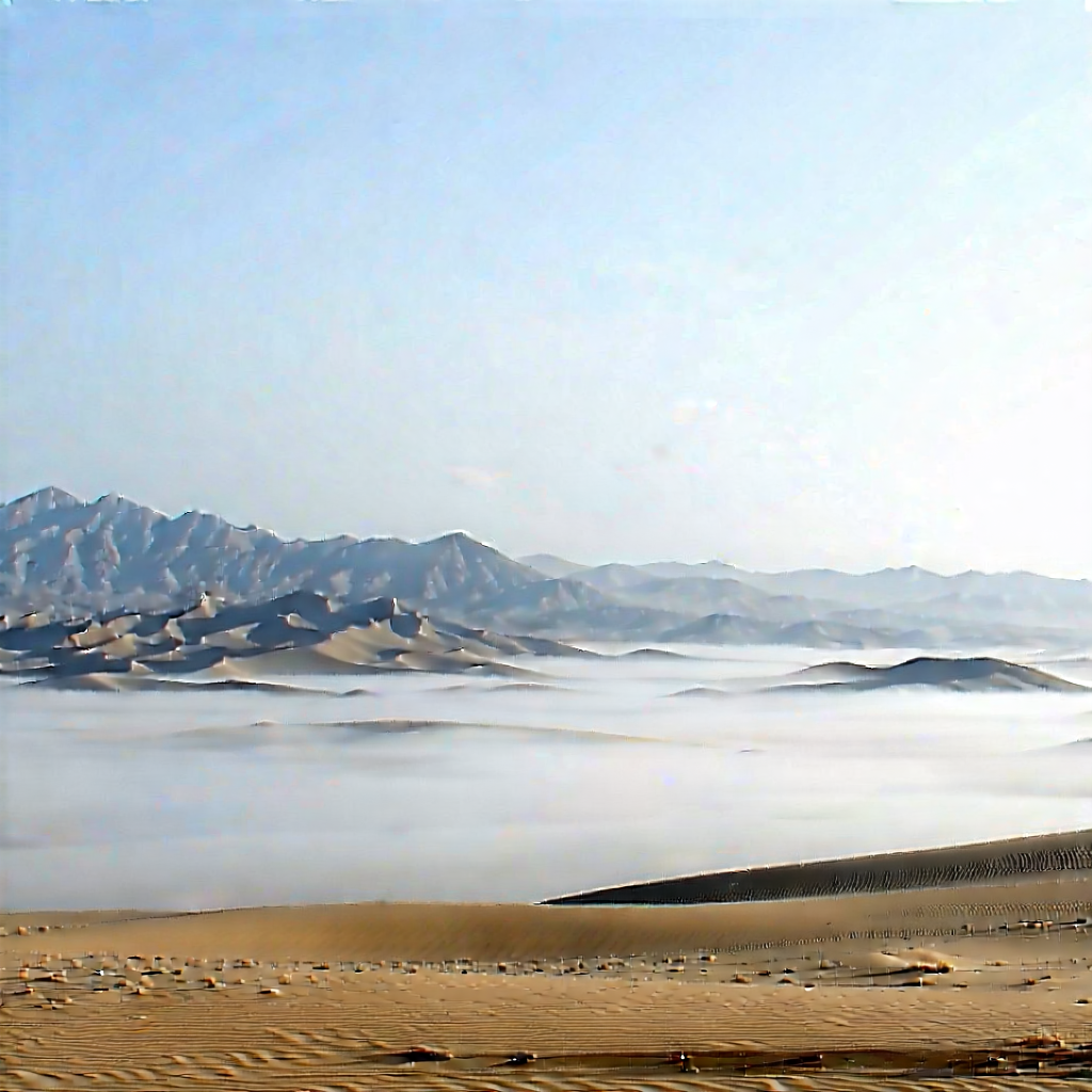 Nature Blender Artwork: Desert Landscape During Foggy Morning With Vast Desert