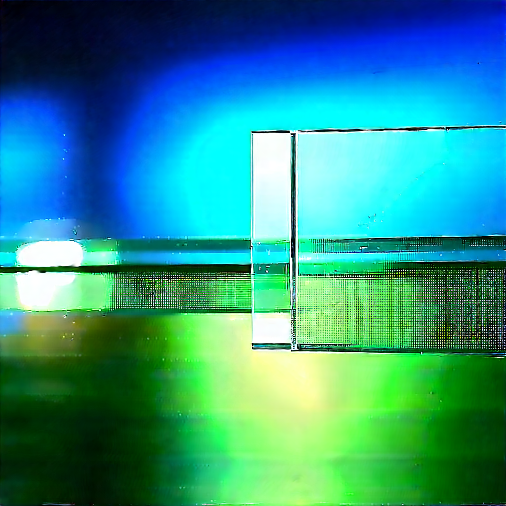 Abstract Matte Painting: Glass Installation With Balance With Green Glass