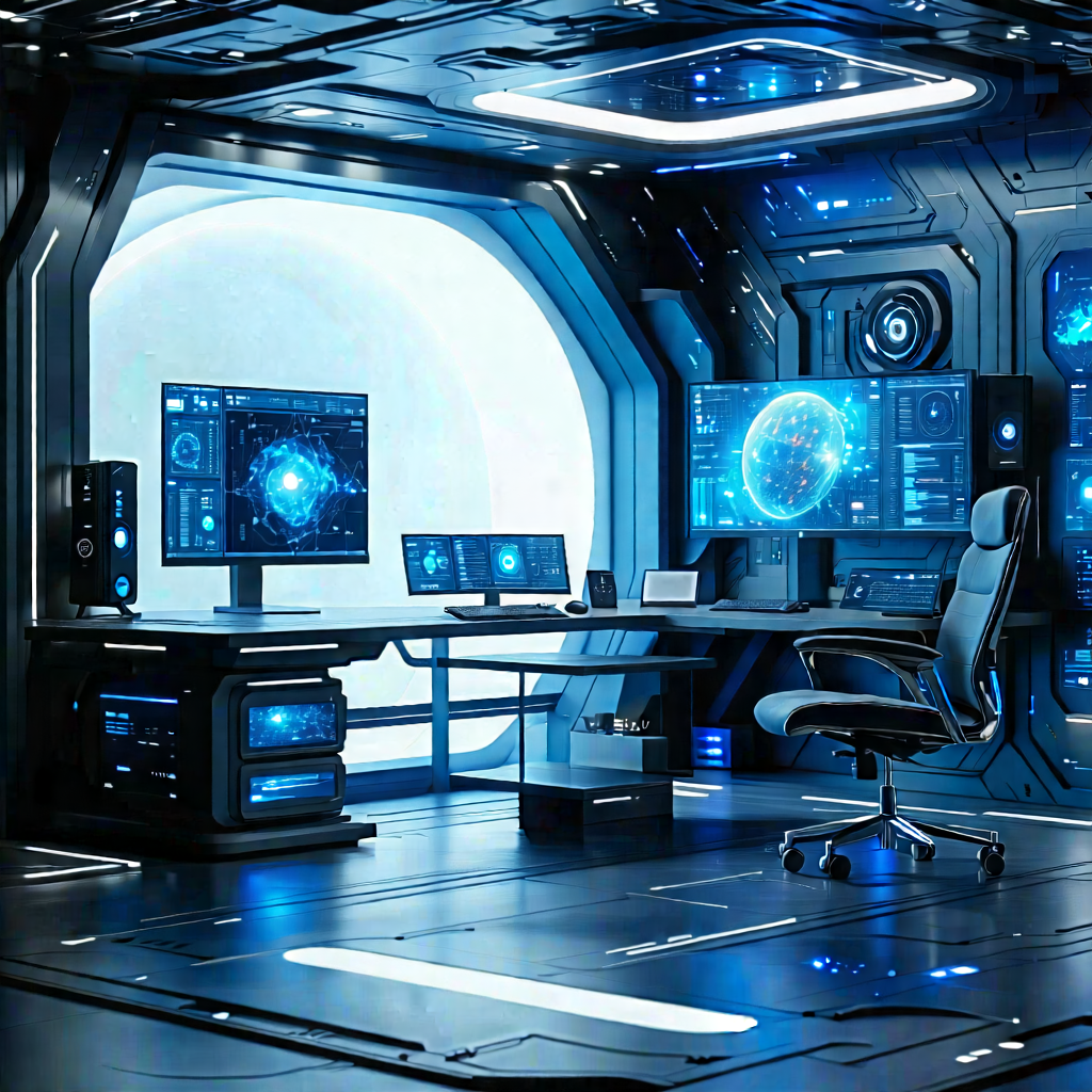 Tech Unreal Engine: Futuristic Digital Workspace With Futuristic Setting,