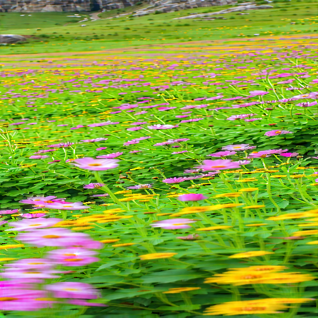 Nature Editorial Photography: Wildflowers In Rocky Terrain With Large, Open