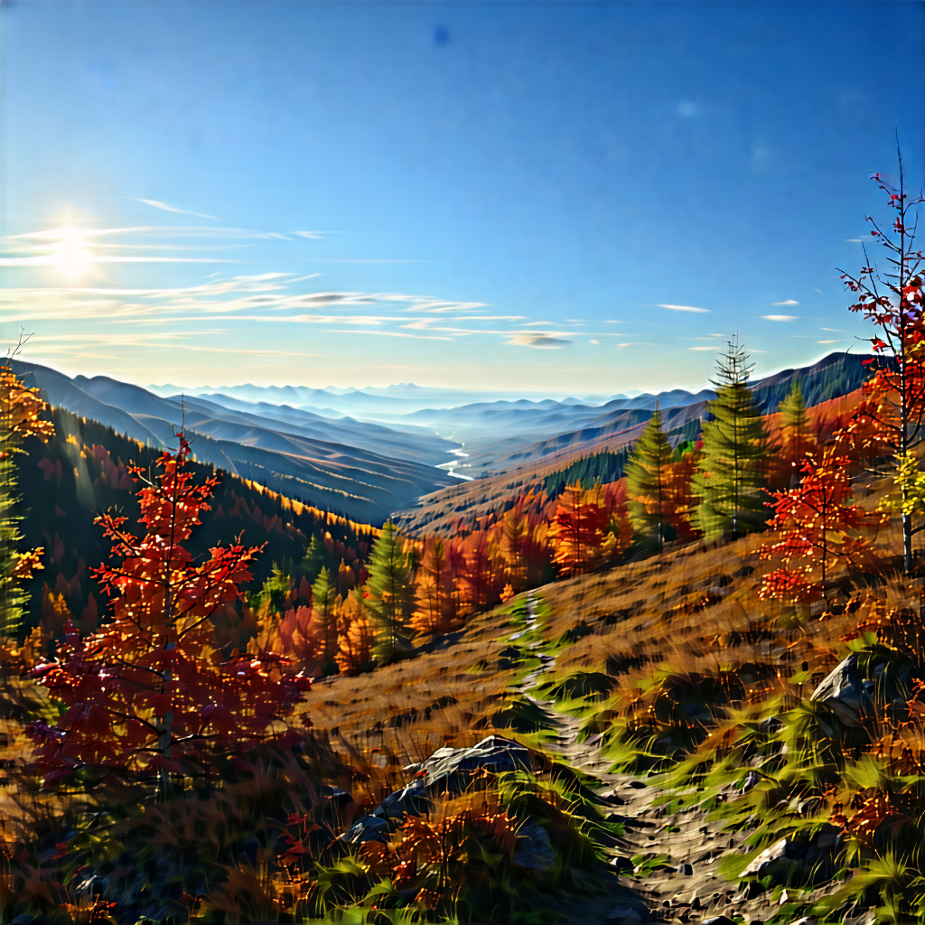 Lifestyle Matte Painting: Autumn Hike During Holiday Season With Beautiful Mountain