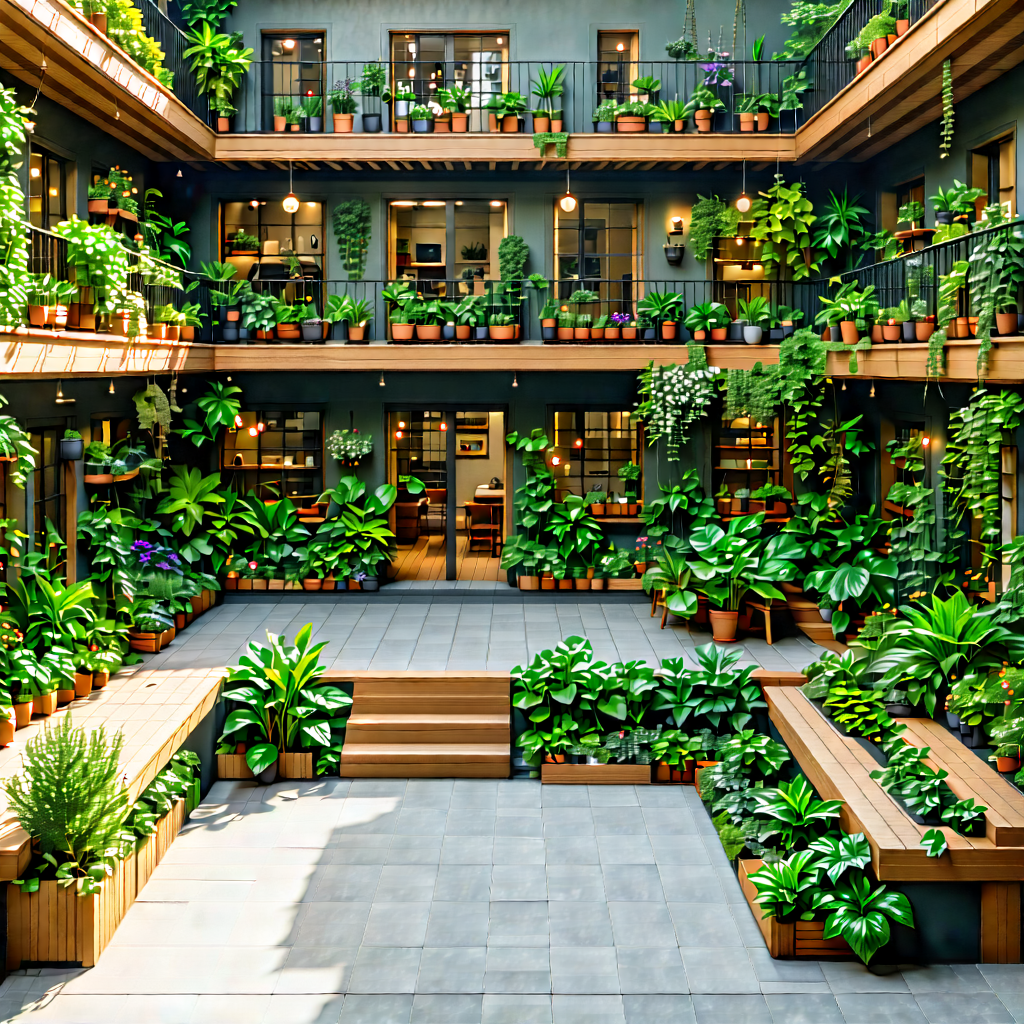 Lifestyle Aerial Photography: Balcony garden with organized space