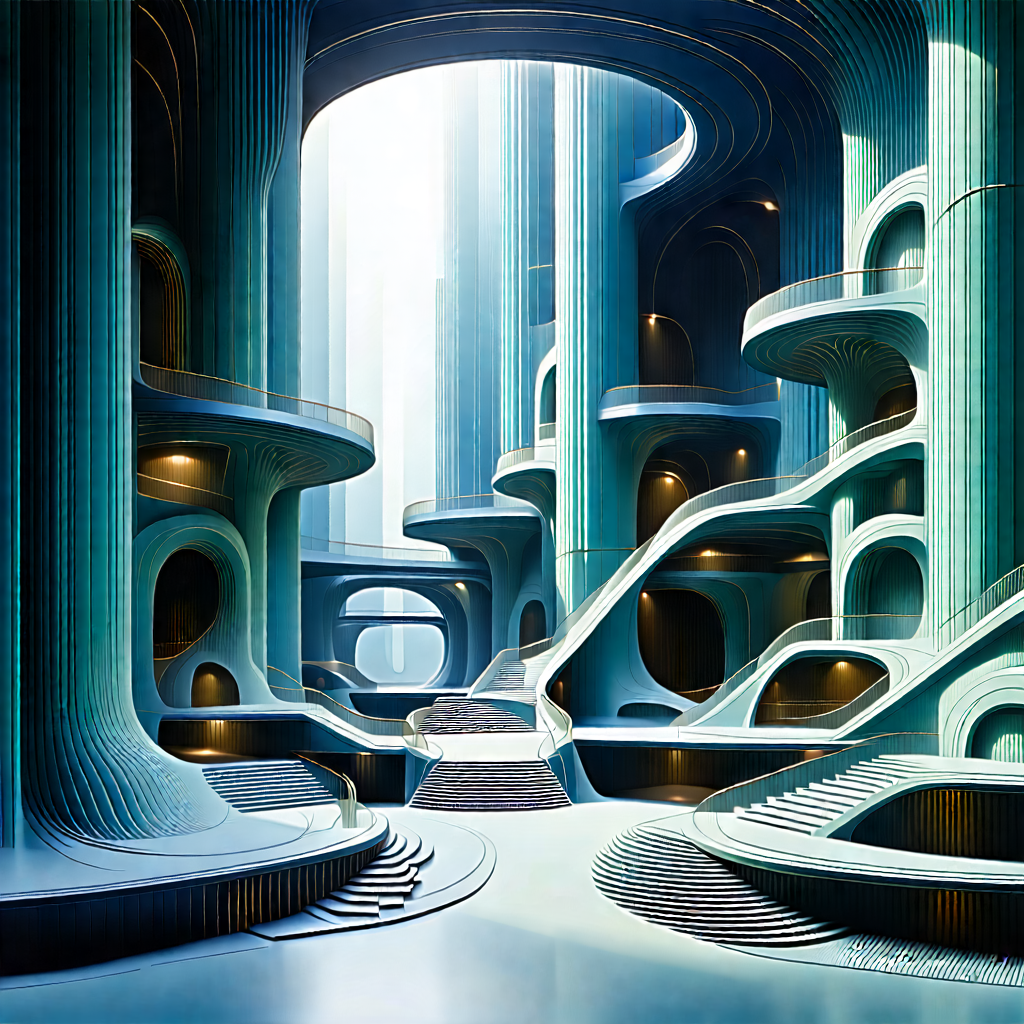 Tech Woodcut Print: (futuristic:1.26) innovation hub