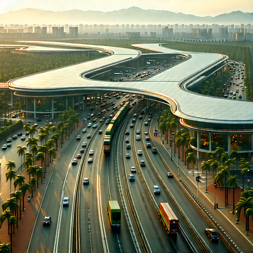 Urban Advertising Photography: Aerial View Of Transportation Hub With Large Highway