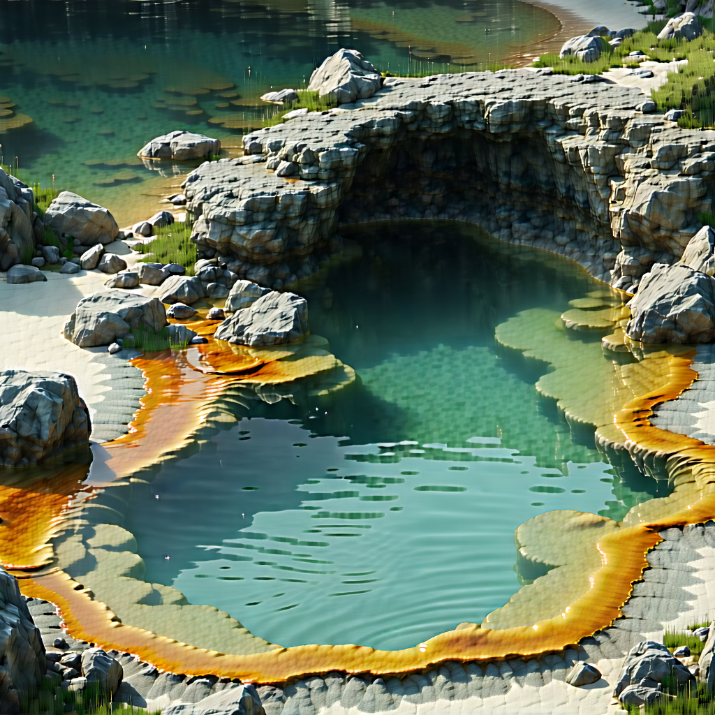 Nature Unreal Engine: Hot Spring Surrounded By Rocky Shores With Image, There