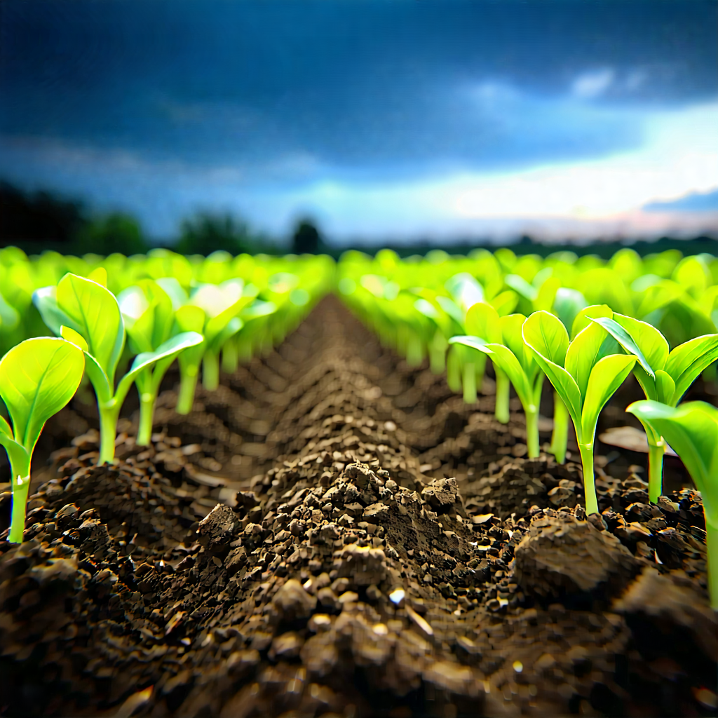 Tech Long Exposure Photography: Agricultural Technology In Tech Office With Large Field
