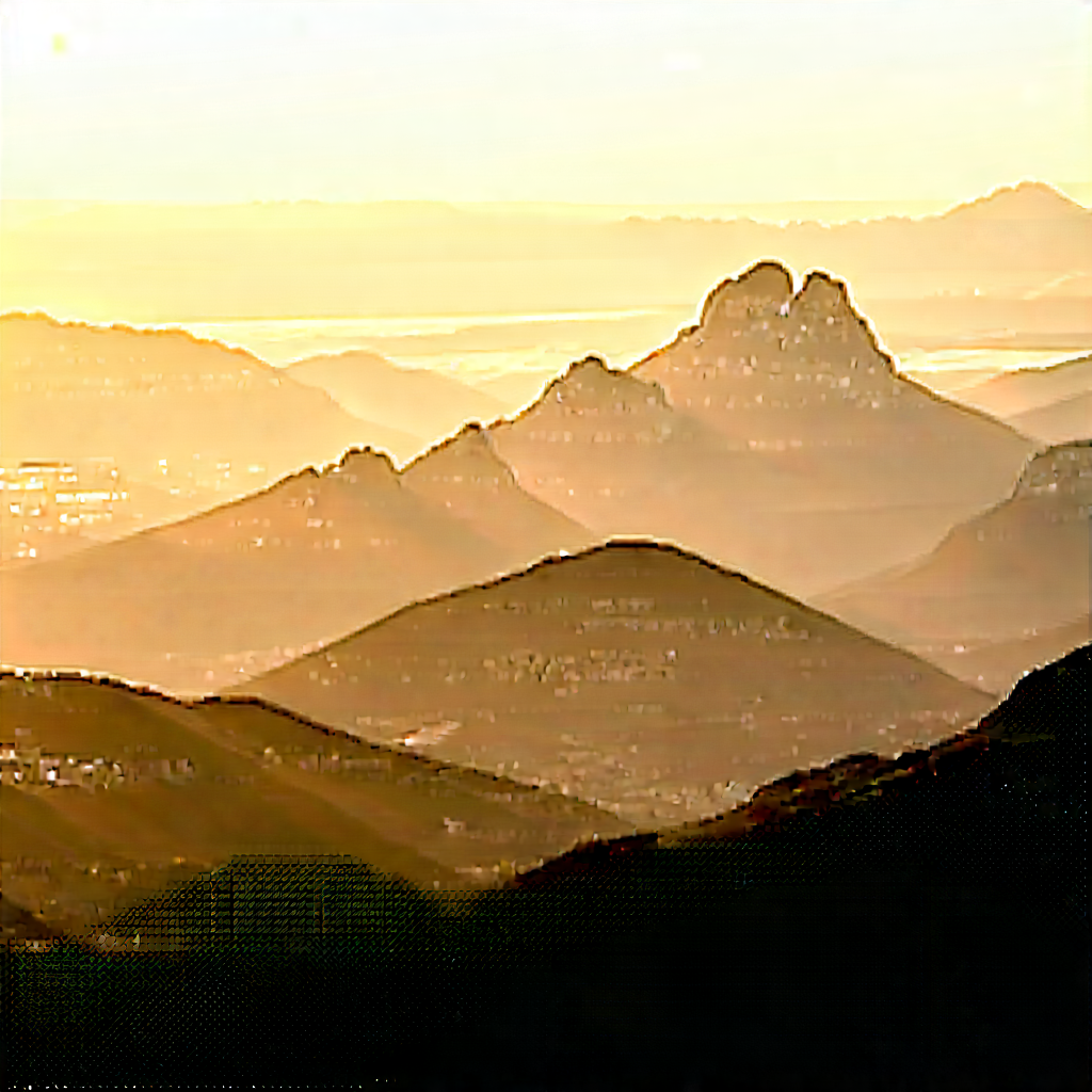 Nature Tilt-Shift Photography: Mountain range during golden hour