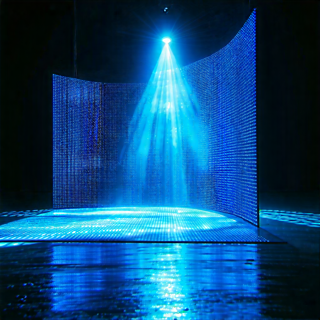 Tech Lithograph: Entertainment Technology In Research Center With Blue Light