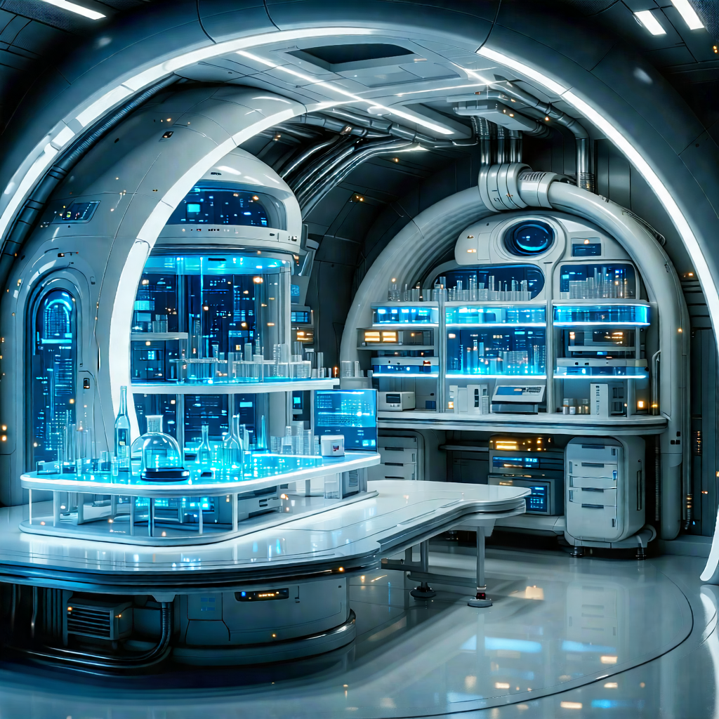 Tech Macro Photography: Futuristic Research Laboratory With Futuristic Setting,