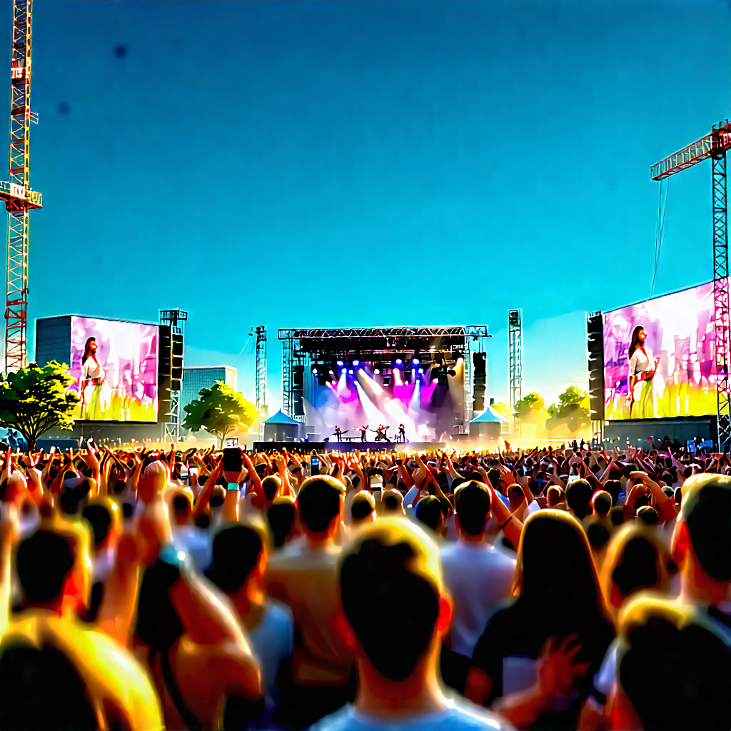 Urban Low Poly: Urban outdoor concert scene
