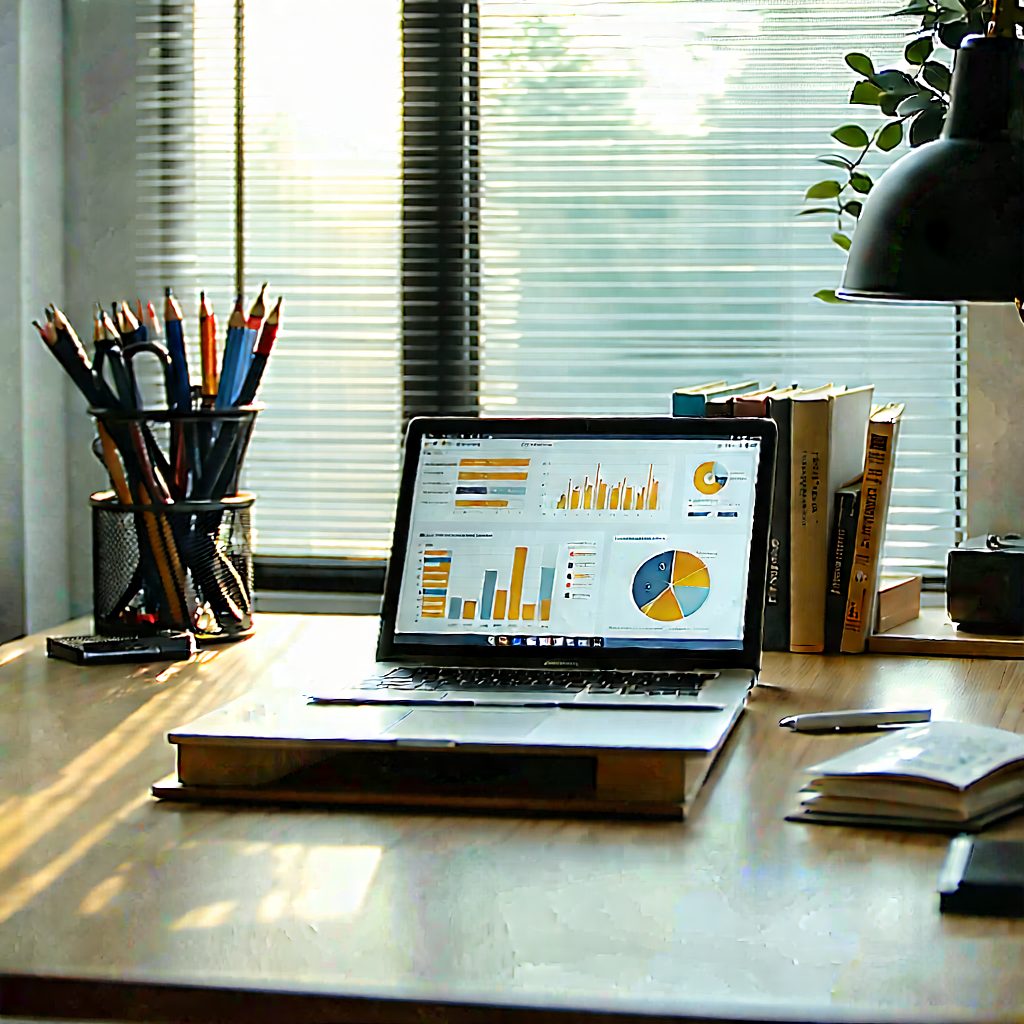 Lifestyle Tilt-shift Photography: Home Office With Minimalist Decor With Laptop Computer