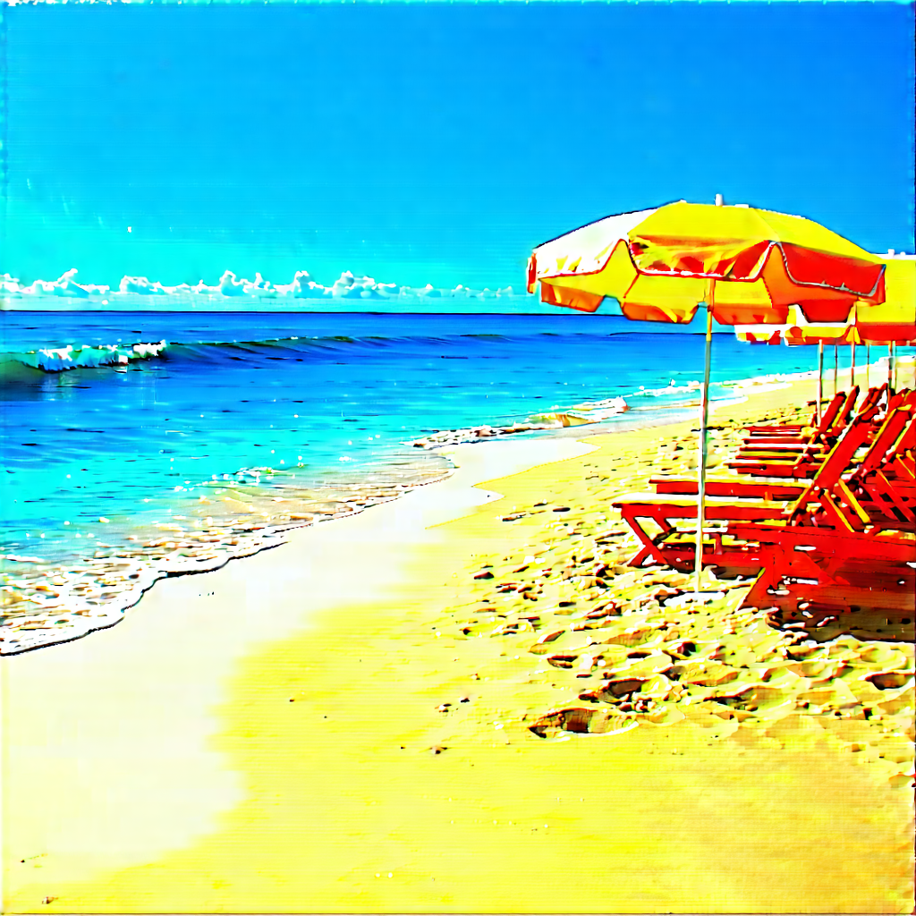 Lifestyle Pastel Drawing: Beach Day During Summer With Beautiful Beach