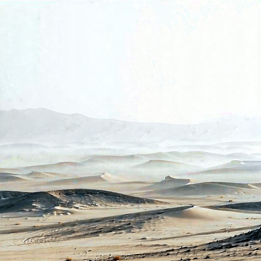 Nature Tilt-shift Photography: Desert Landscape During Foggy Morning With Vast, Open