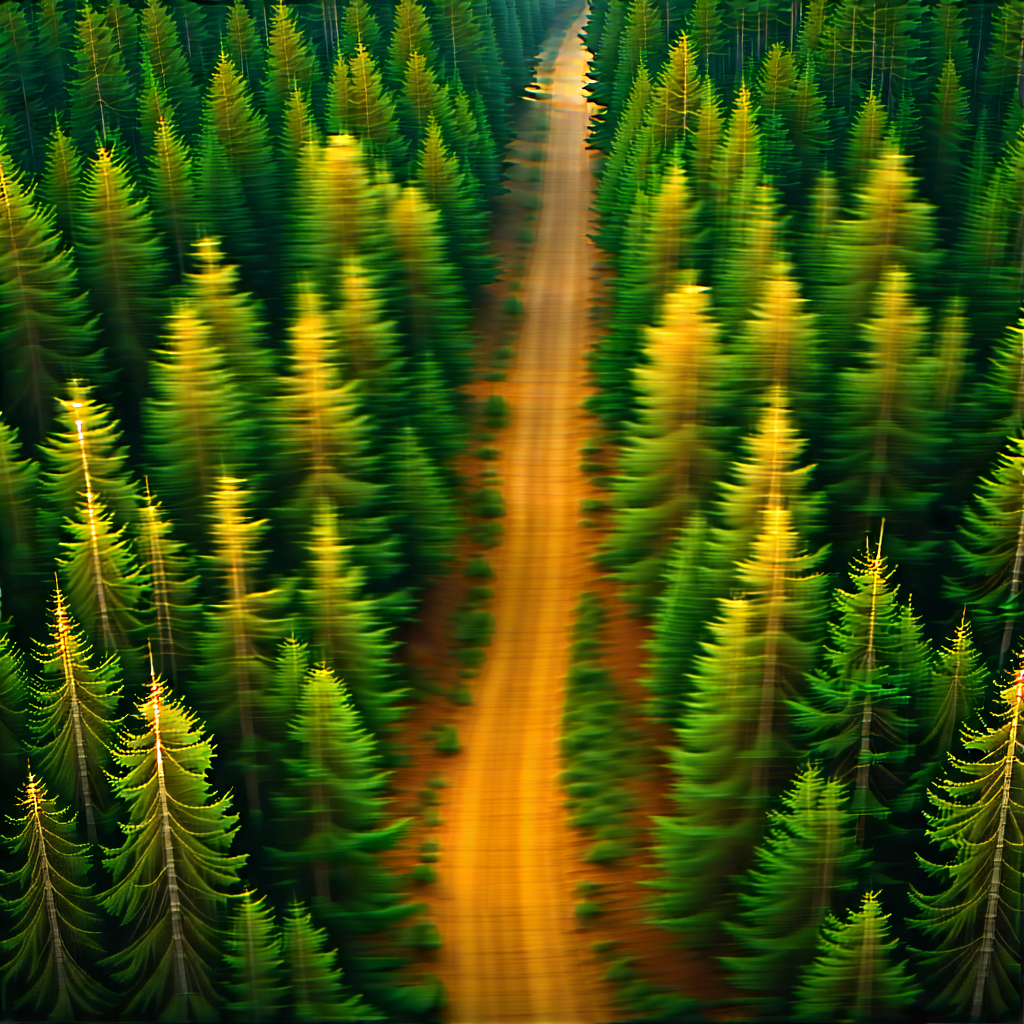 Nature Long Exposure Photography: Aerial View Of Forest Canopy With Long, Winding