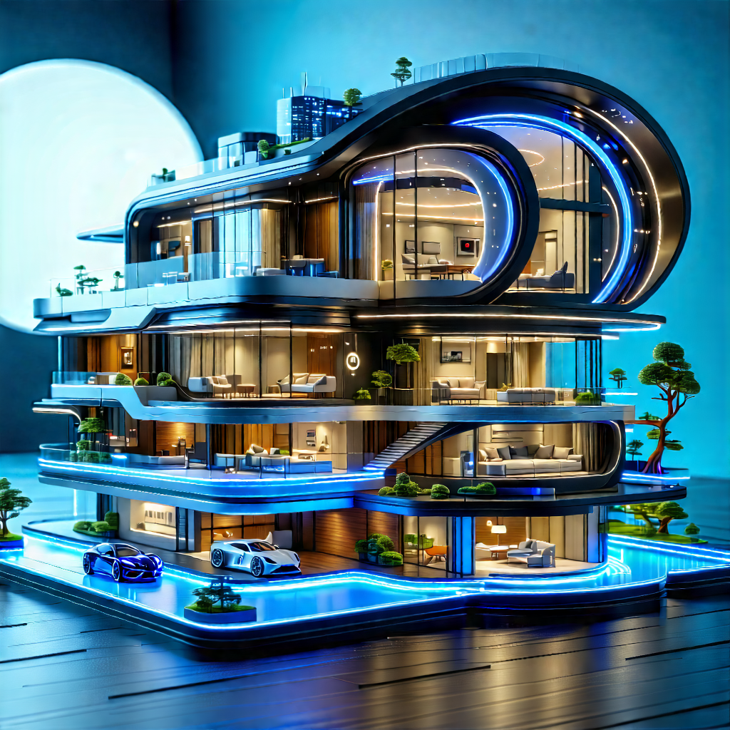 Tech 3d Render: Futuristic Smart Home With Large, Futuristic