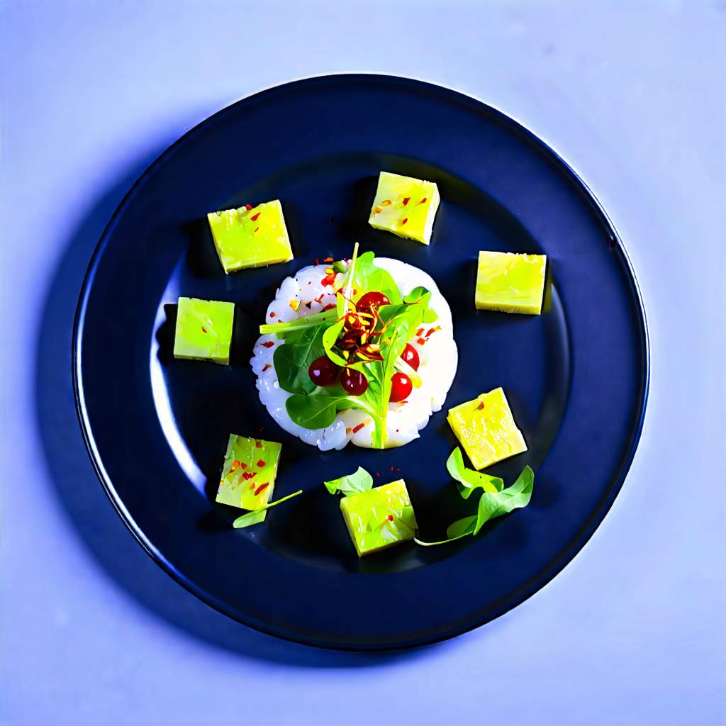 Lifestyle 3d Render: Fresh Salad Prepared With Artistic Presentation With Black Plate