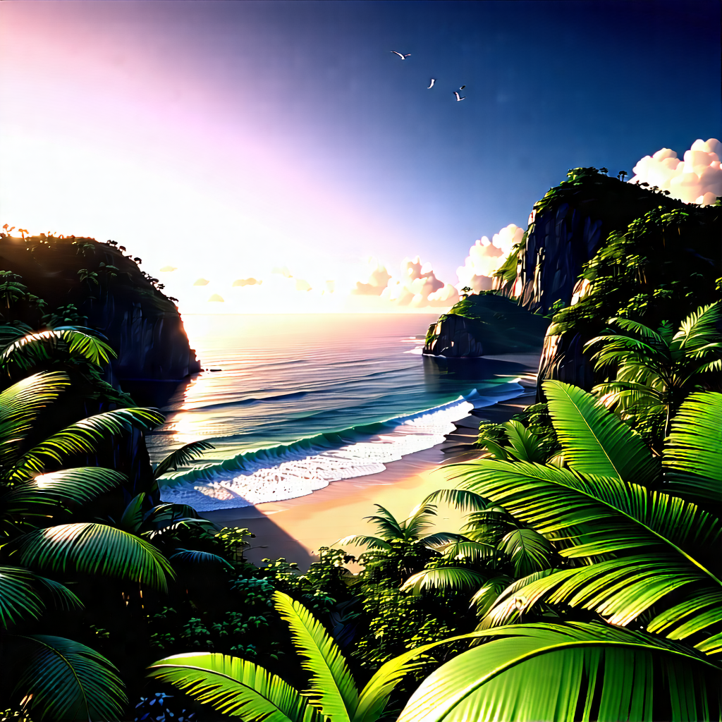Nature Editorial Photography: Tropical Plants In Coastal Environment With Painting Tropical