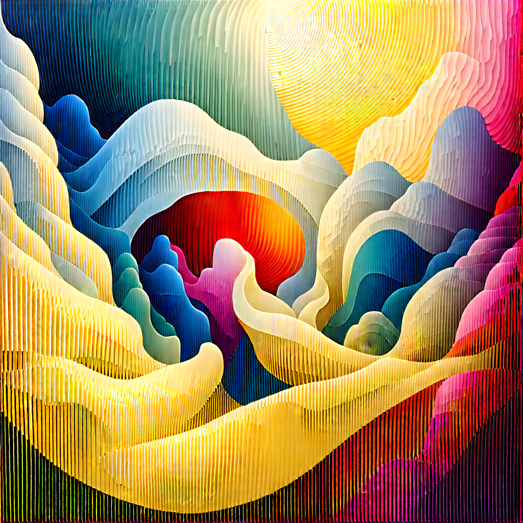 Abstract Sumi-E Painting: Fractal pattern with complementary color palette
