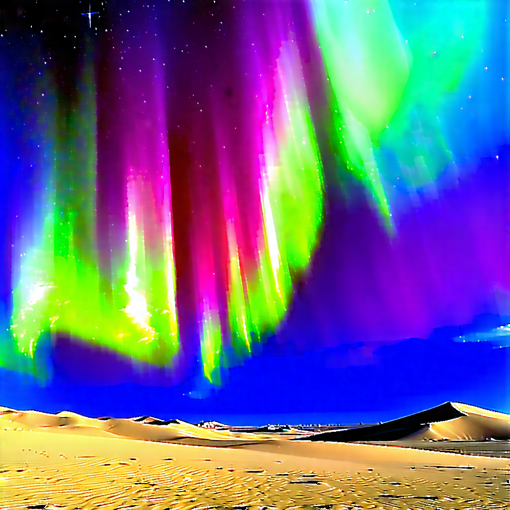 Nature Octane Render: Northern lights over desert