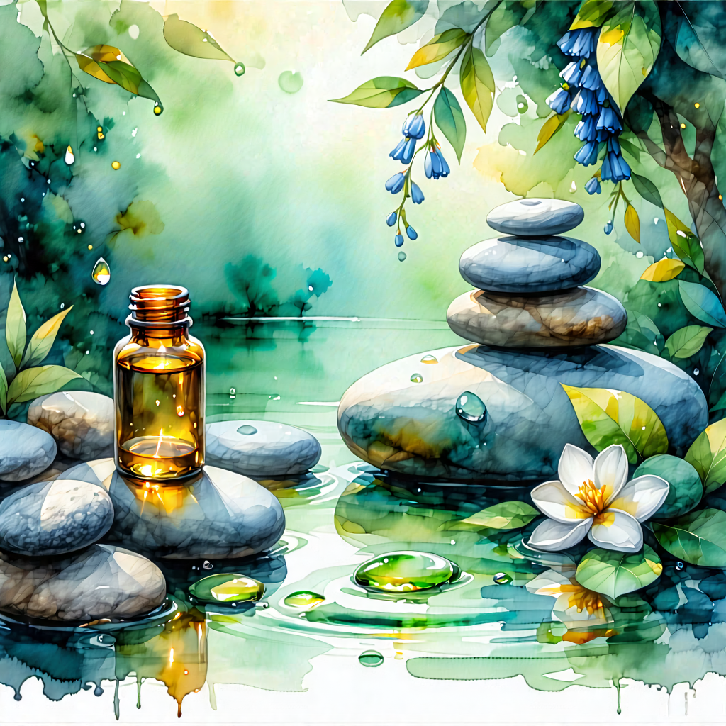 Lifestyle Gouache Painting: Wellness Scene With Aromatherapy With Image, There