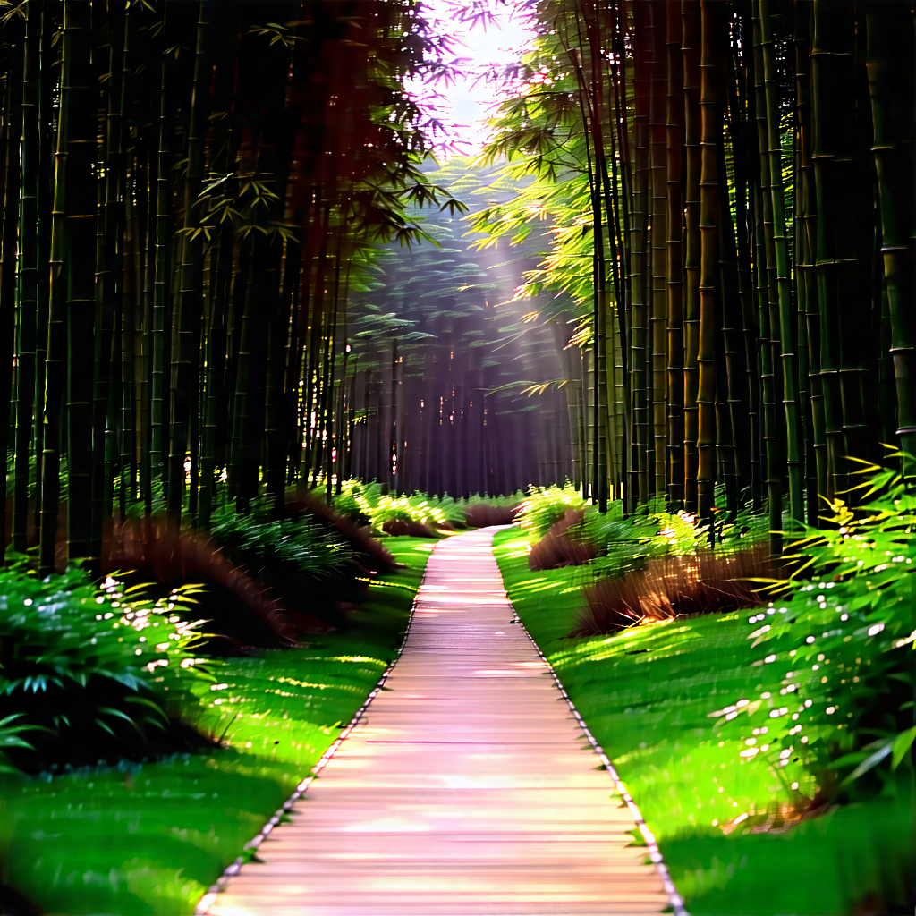 Nature Commercial Photography: Path Through Bamboo Grove With Serene Forest
