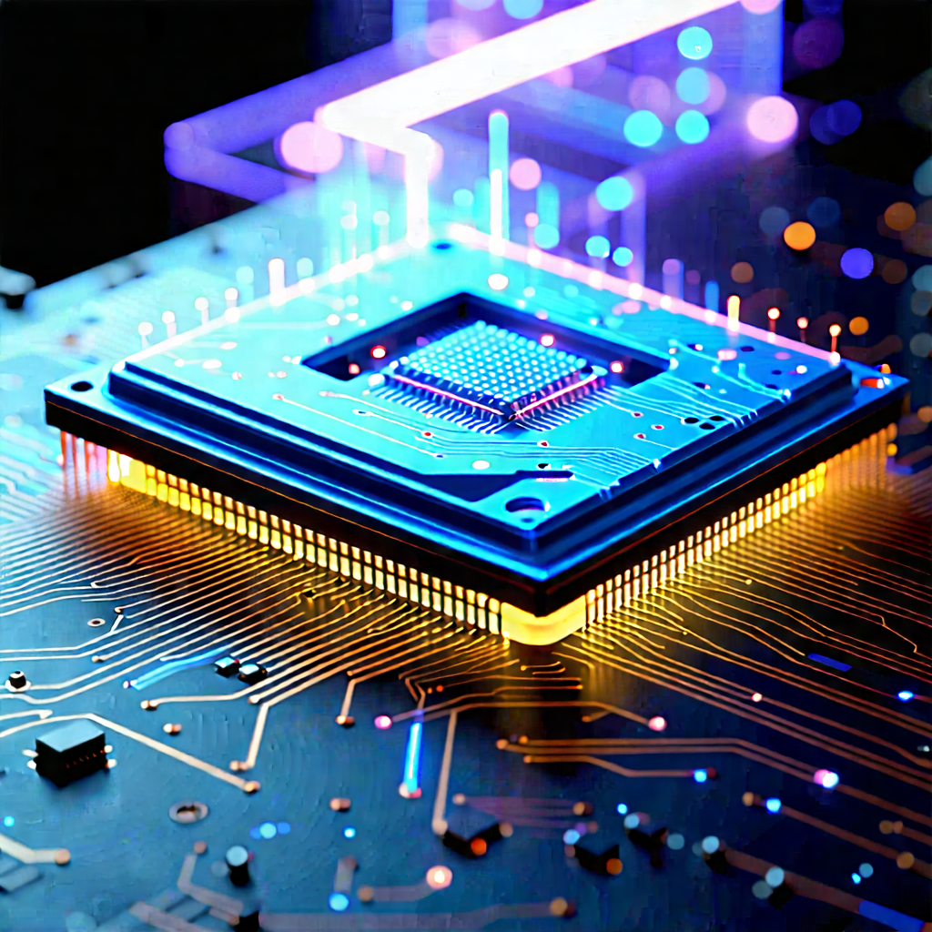 Tech Concept Art: Microchip with holographic projection