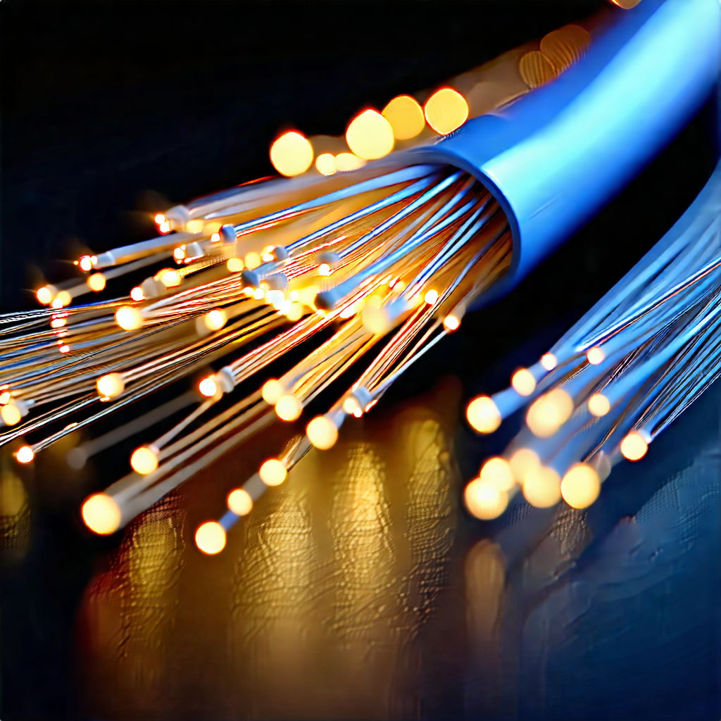 Tech Stock Photography: Close-up Of Fiber Optic Cables With Close-up Blue
